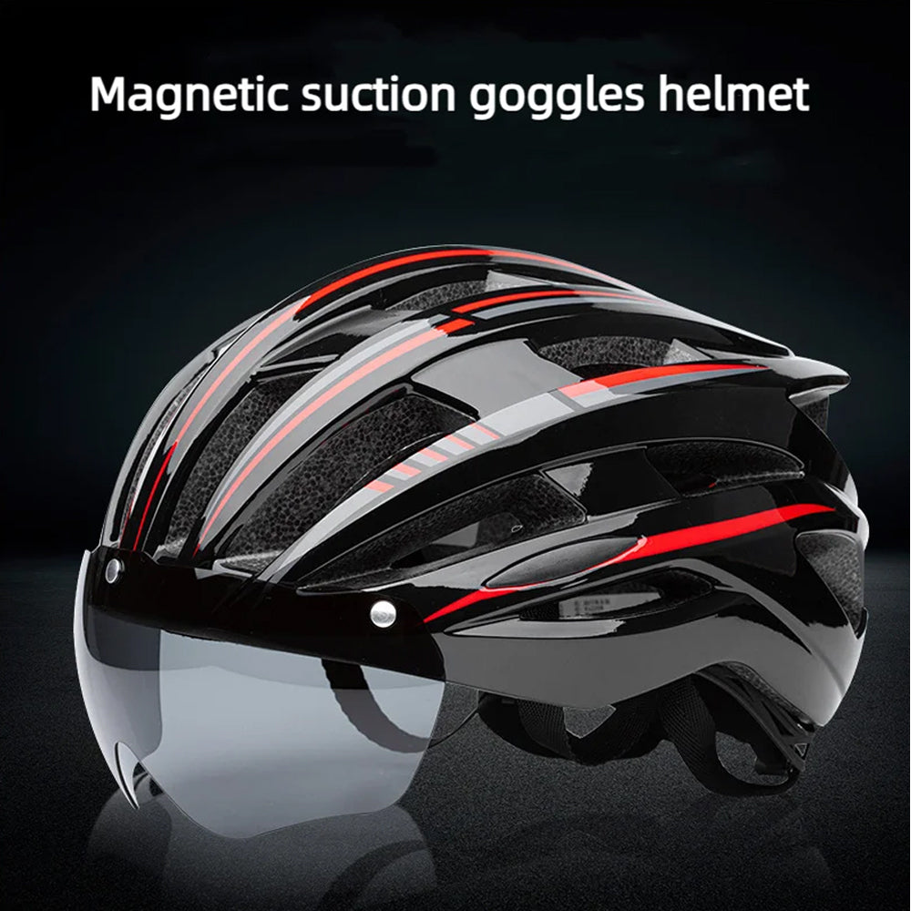 1Pcs Bike Helmet with Detachable Magnetic Goggles Mountain and Road Bicycle Helmets for Men Women Adult Cycling Helmets Image 3