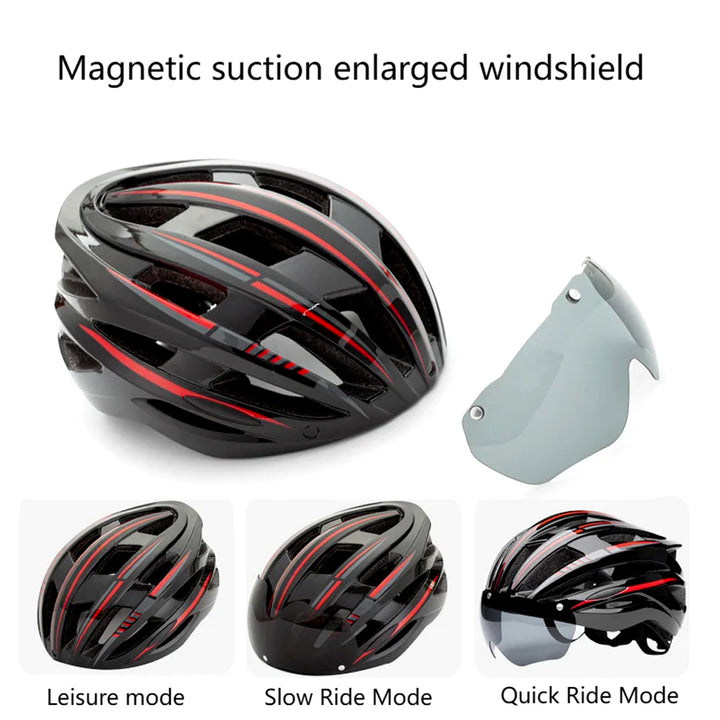 1Pcs Bike Helmet with Detachable Magnetic Goggles Mountain and Road Bicycle Helmets for Men Women Adult Cycling Helmets Image 4