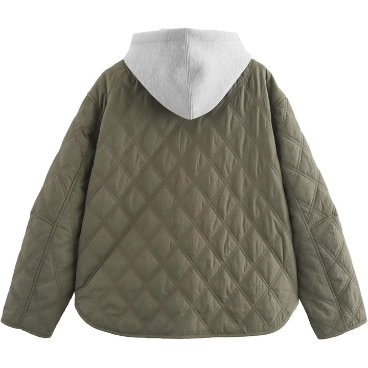 Quilted Jacket for Women with Hood Lightweight Casual Outerwear Warm Fall and Winter Coat Image 2