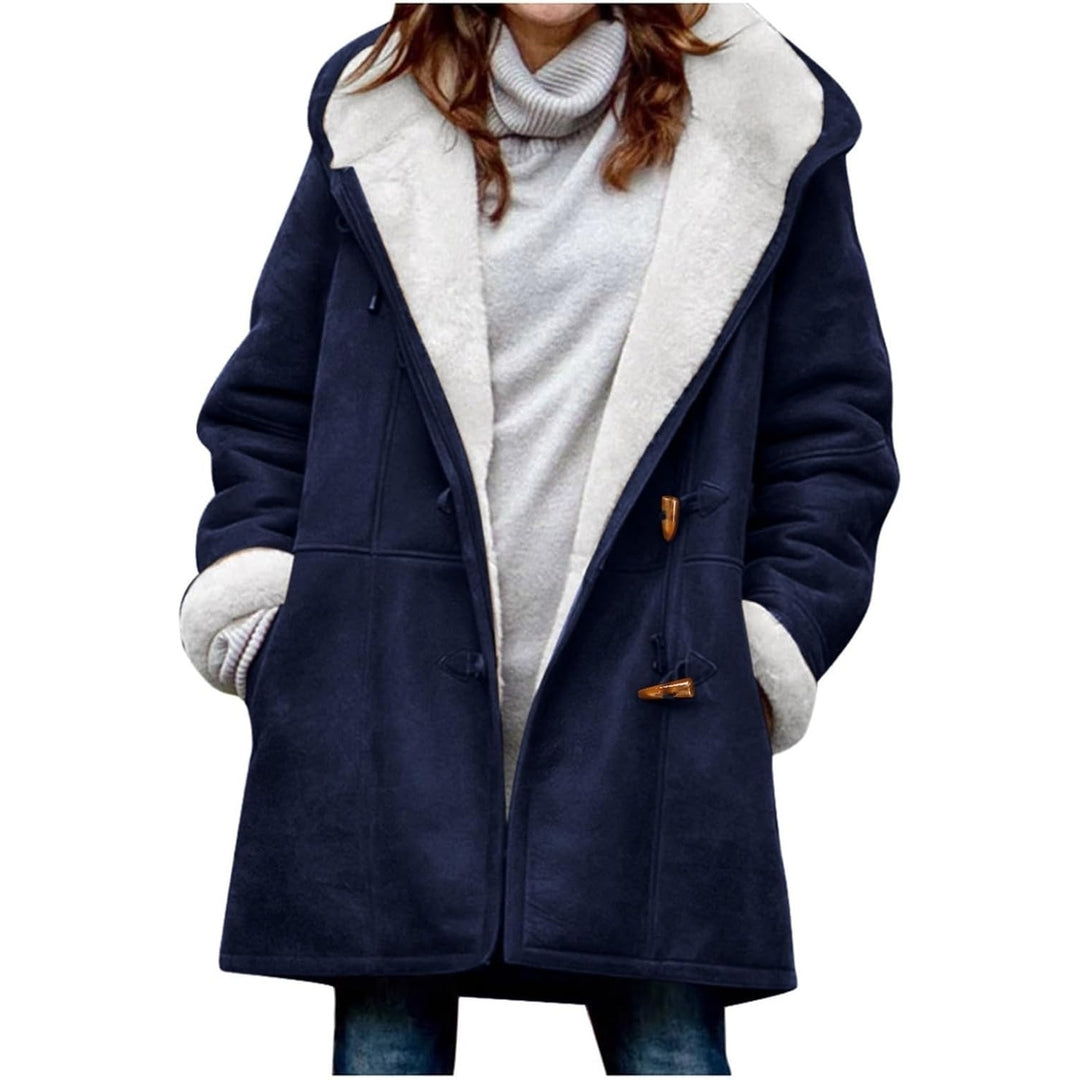 Womens Plus Size Winter Coats Warm Sherpa Fleece Lined Jackets Hooded Parka Faux Suede Pea Coat Outerwear 2024 Image 4