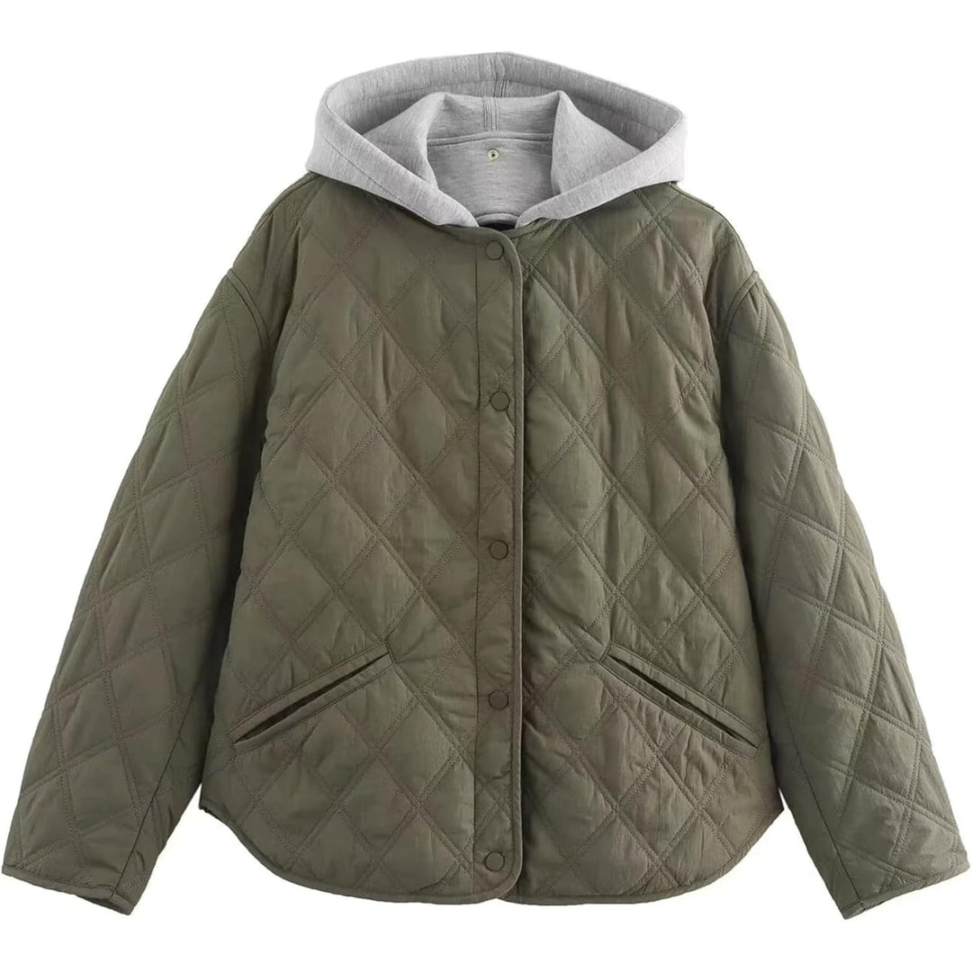 Quilted Jacket for Women with Hood Lightweight Casual Outerwear Warm Fall and Winter Coat Image 9