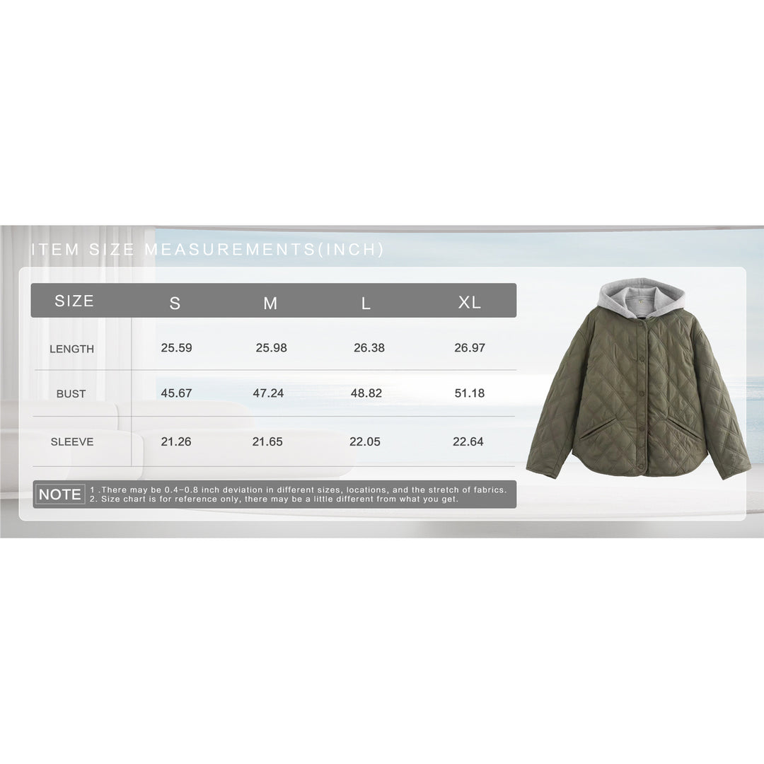 Quilted Jacket for Women with Hood Lightweight Casual Outerwear Warm Fall and Winter Coat Image 11