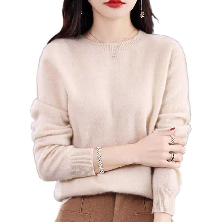 Cashmere Sweaters for Women 100% Cashmere Crew Neck Long Sleeve Soft Pullover Sweater Image 1