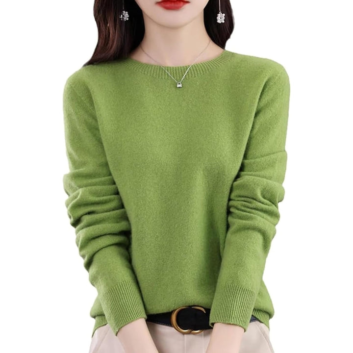 Cashmere Sweaters for Women 100% Cashmere Crew Neck Long Sleeve Soft Pullover Sweater Image 3