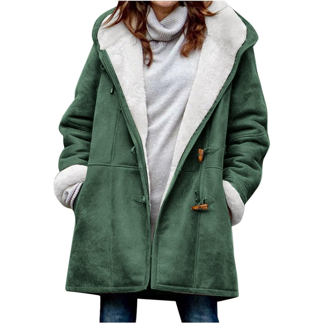 Womens Plus Size Winter Coats Warm Sherpa Fleece Lined Jackets Hooded Parka Faux Suede Pea Coat Outerwear 2024 Image 4