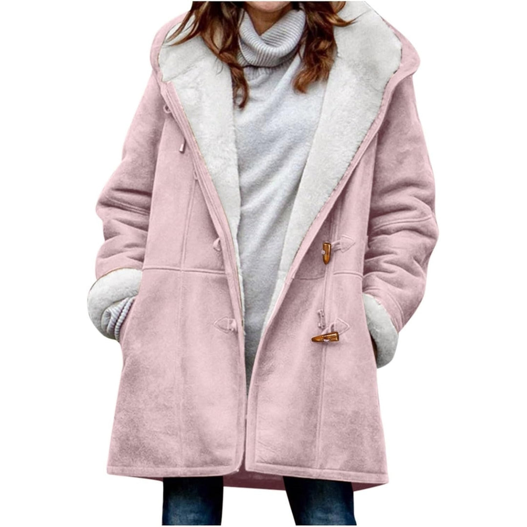 Womens Plus Size Winter Coats Warm Sherpa Fleece Lined Jackets Hooded Parka Faux Suede Pea Coat Outerwear 2024 Image 7