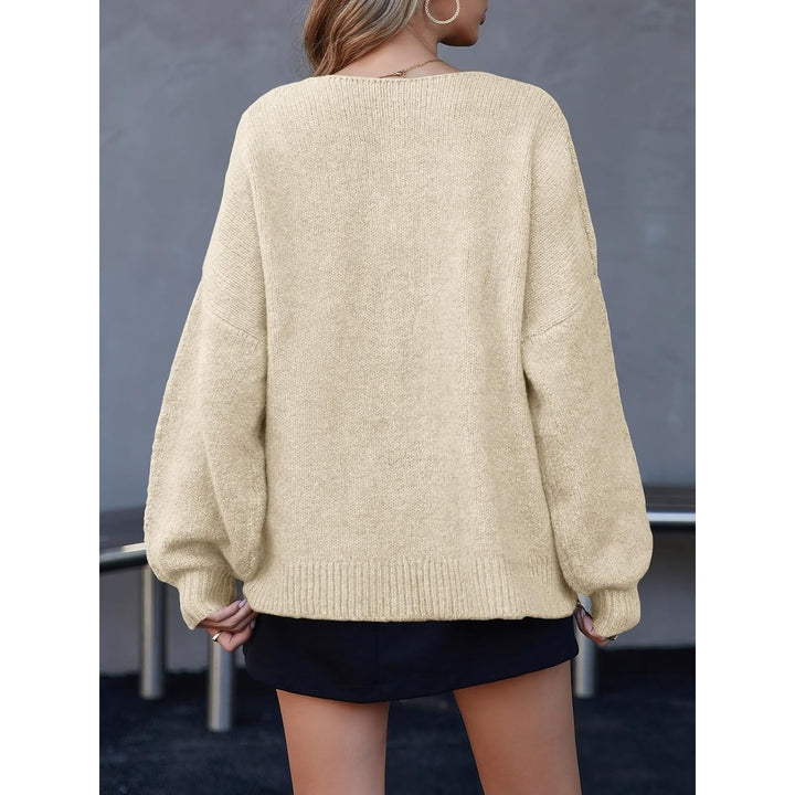 Womens Tie Front Cardigan Sweaters Cute Bow Puff Long Sleeve 2024 Fall Loose Ribbed Knit Trendy Sweater Tops Image 9