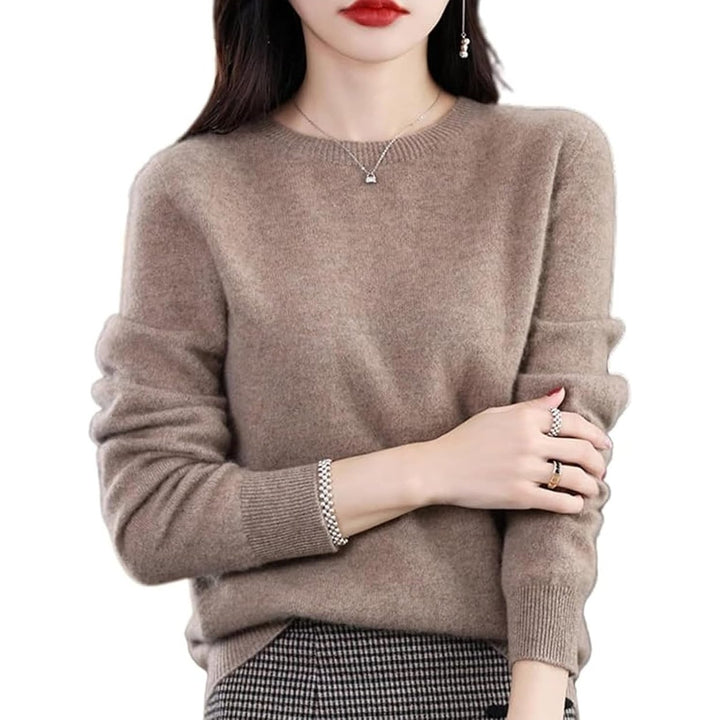 Cashmere Sweaters for Women 100% Cashmere Crew Neck Long Sleeve Soft Pullover Sweater Image 4