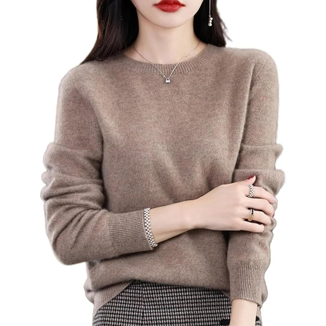 Cashmere Sweaters for Women 100% Cashmere Crew Neck Long Sleeve Soft Pullover Sweater Image 1