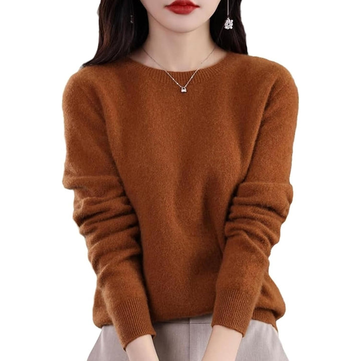 Cashmere Sweaters for Women 100% Cashmere Crew Neck Long Sleeve Soft Pullover Sweater Image 4