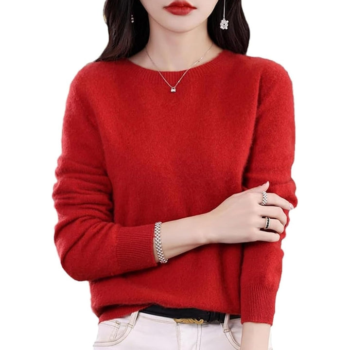 Cashmere Sweaters for Women 100% Cashmere Crew Neck Long Sleeve Soft Pullover Sweater Image 6