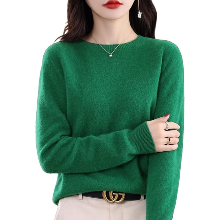 Cashmere Sweaters for Women 100% Cashmere Crew Neck Long Sleeve Soft Pullover Sweater Image 1