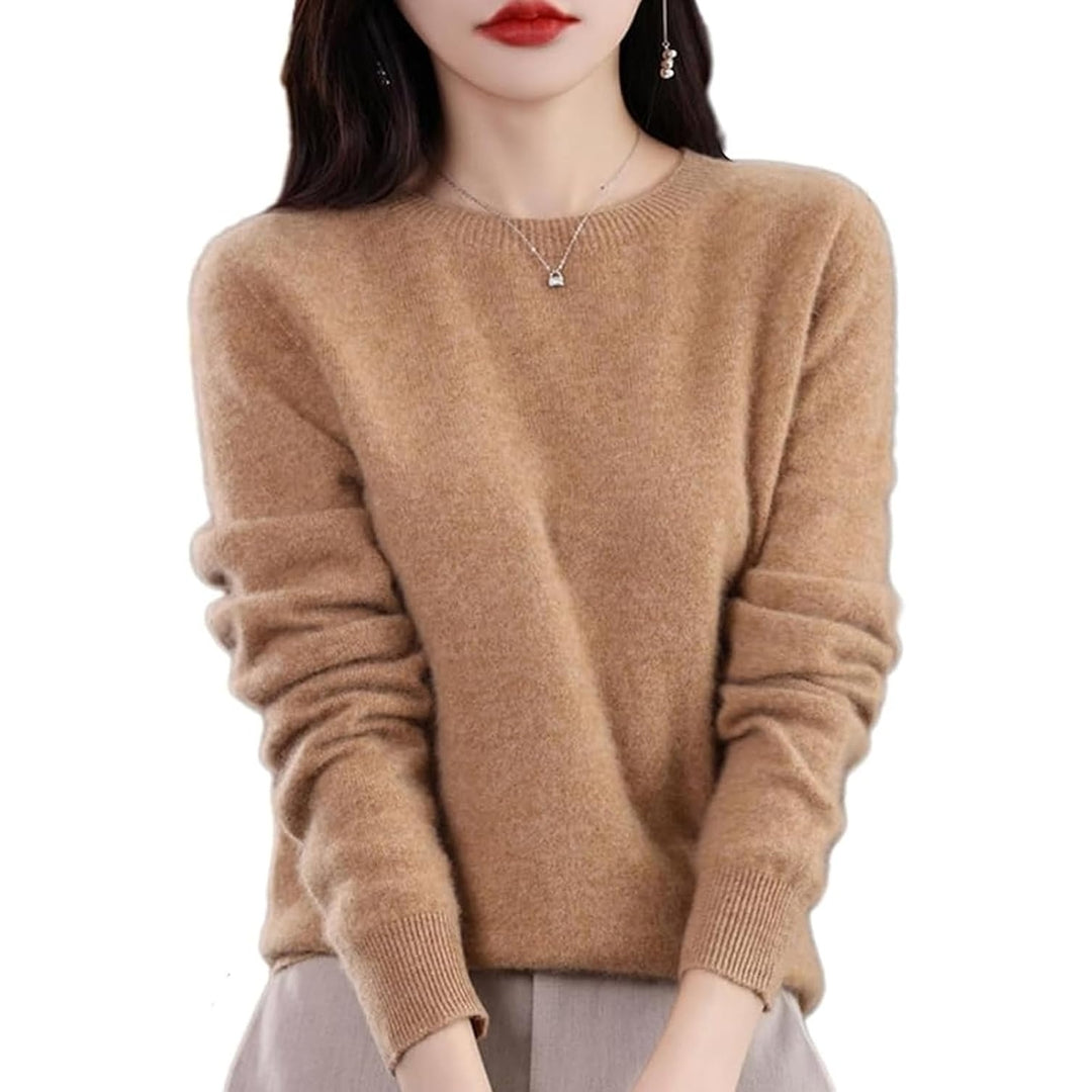 Cashmere Sweaters for Women 100% Cashmere Crew Neck Long Sleeve Soft Pullover Sweater Image 8