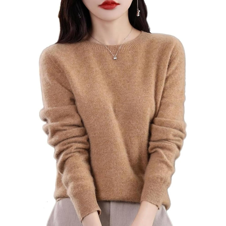 Cashmere Sweaters for Women 100% Cashmere Crew Neck Long Sleeve Soft Pullover Sweater Image 1