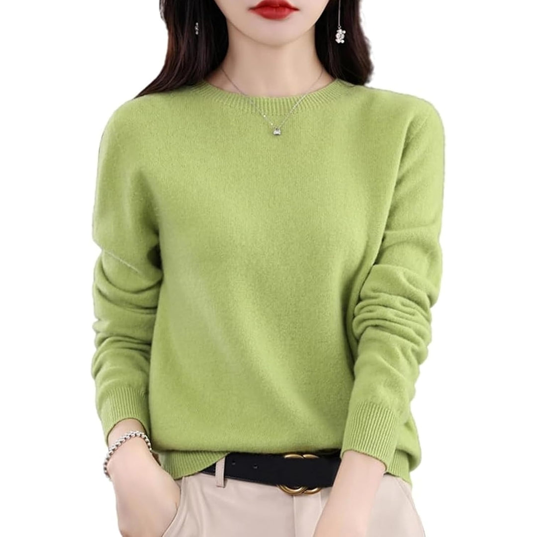 Cashmere Sweaters for Women 100% Cashmere Crew Neck Long Sleeve Soft Pullover Sweater Image 9