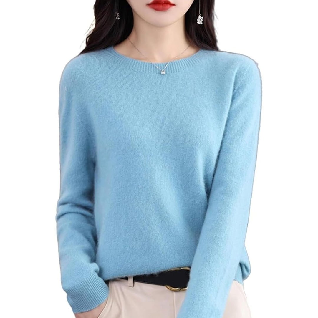 Cashmere Sweaters for Women 100% Cashmere Crew Neck Long Sleeve Soft Pullover Sweater Image 10