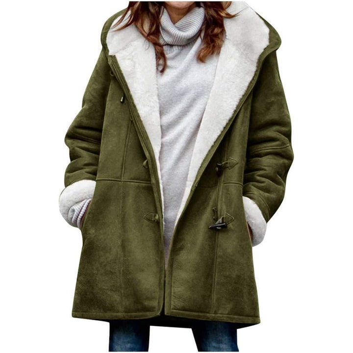 Womens Plus Size Winter Coats Warm Sherpa Fleece Lined Jackets Hooded Parka Faux Suede Pea Coat Outerwear 2024 Image 10