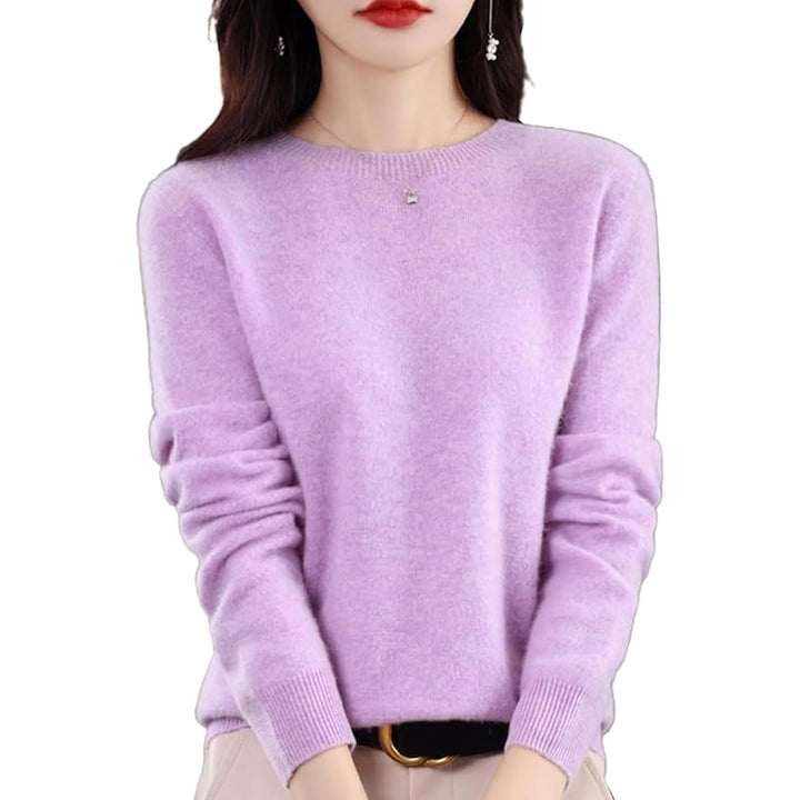 Cashmere Sweaters for Women 100% Cashmere Crew Neck Long Sleeve Soft Pullover Sweater Image 11