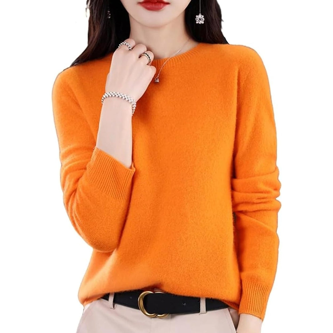 Cashmere Sweaters for Women 100% Cashmere Crew Neck Long Sleeve Soft Pullover Sweater Image 12