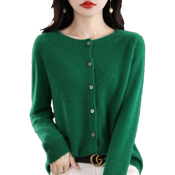 Cashmere Cardigan Sweaters for Women 100% Cashmere Crew Neck Long Sleeve Soft Cardigans Sweater Image 6