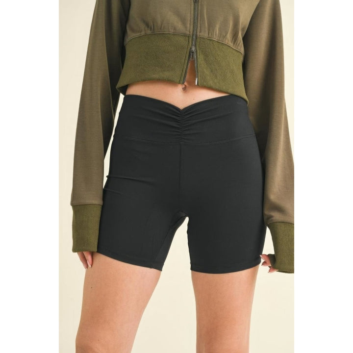 Ruched Waist Biker Shorts Image 1