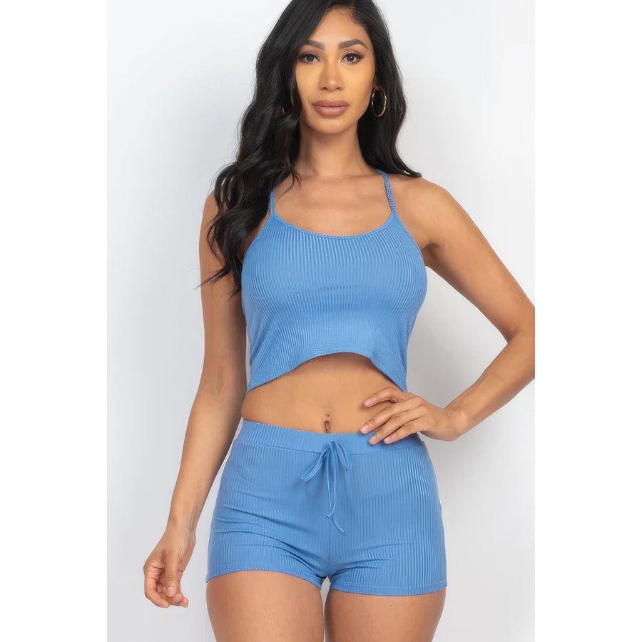 Ribbed Crop Cami Top and Shorts Set Image 1