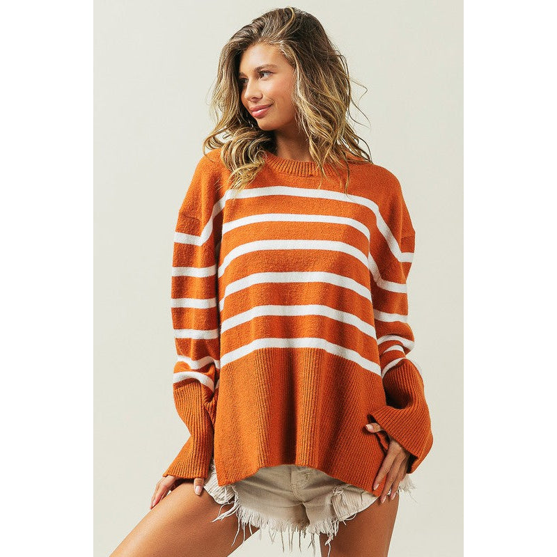 Ribbed Hem Stripe Sweater Image 1