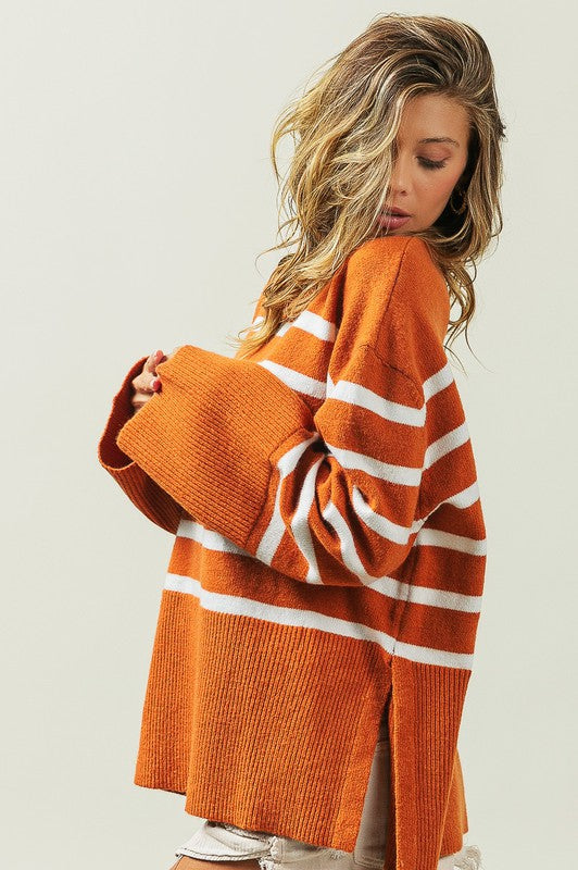 Ribbed Hem Stripe Sweater Image 2