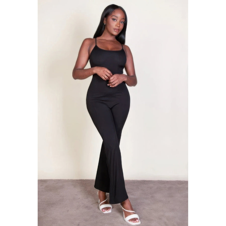 Ribbed sleeveless wide leg jumpsuit Image 1