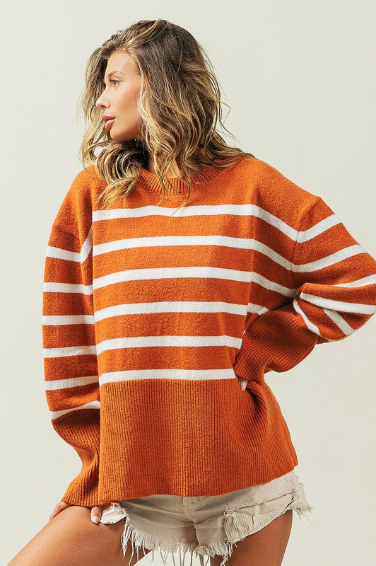 Ribbed Hem Stripe Sweater Image 4