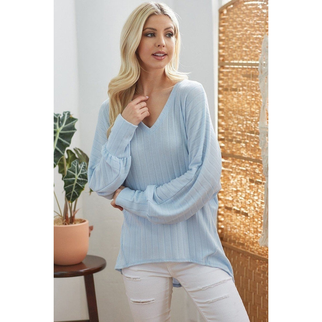 Ribbed V Neck Longsleeve Top Image 3