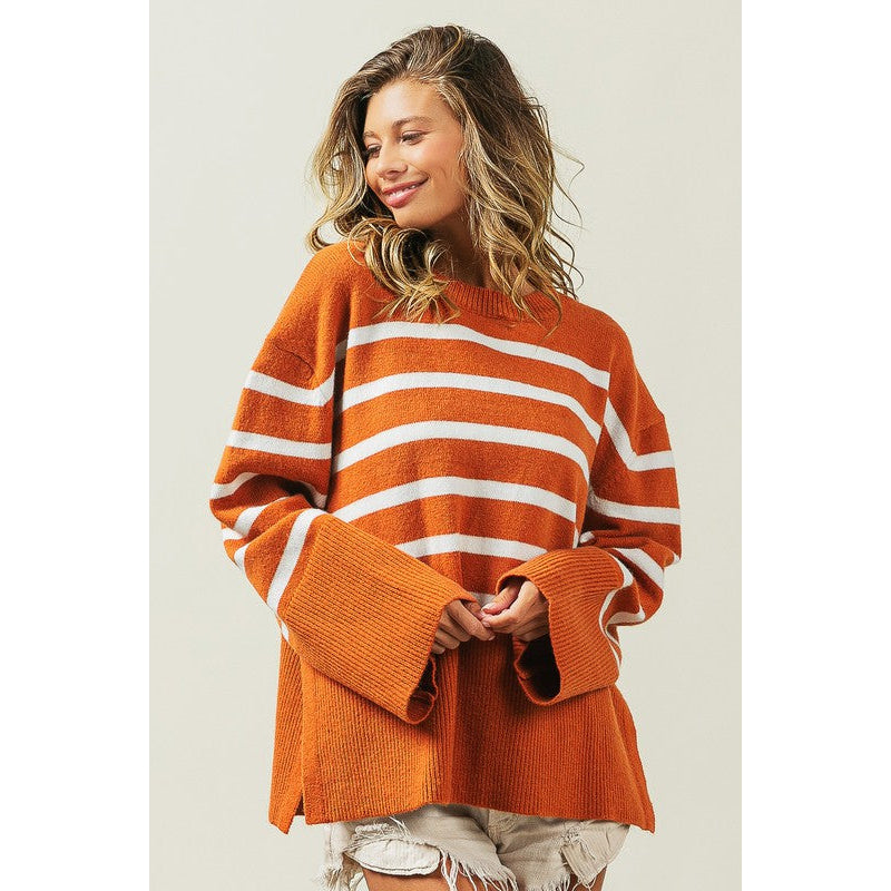 Ribbed Hem Stripe Sweater Image 10