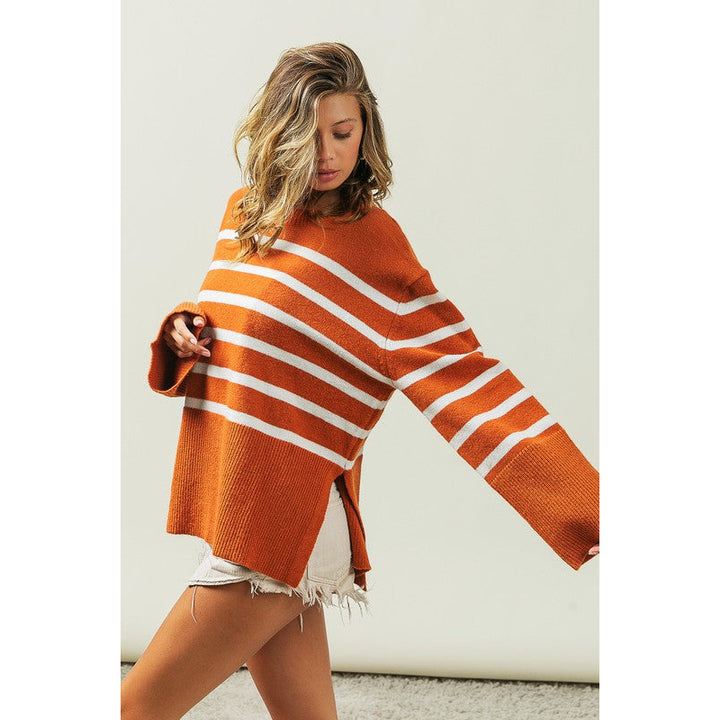 Ribbed Hem Stripe Sweater Image 12