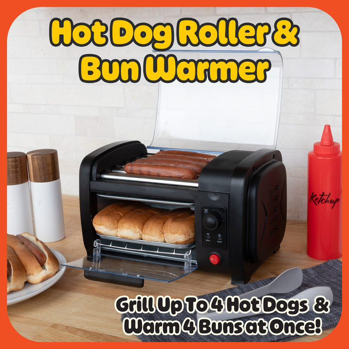 Hot Dog Toaster Oven Countertop Hot Dog Roller with Bun Warmer and Adjustable 30-Minute Timer Hot Dog Machine with 5 Image 4