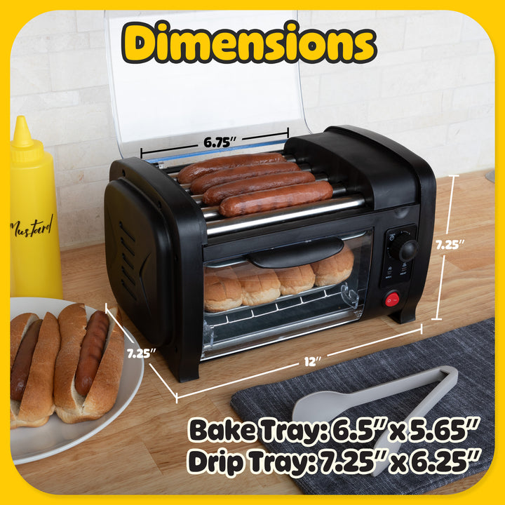 Hot Dog Toaster Oven Countertop Hot Dog Roller with Bun Warmer and Adjustable 30-Minute Timer Hot Dog Machine with 5 Image 6