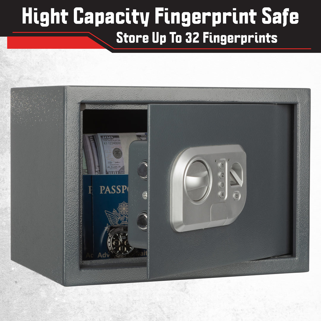 Electronic Safe - Digital Biometric Fingerprint Lock Box with 2 Override Keys - Business or Home Safe for Jewelry Cash Image 7