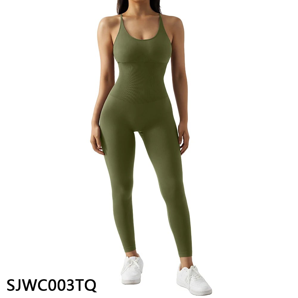 Sleeveless Bodycon Jumpsuit Women Slim Fit Casual Activewear All Season Size Options Image 1