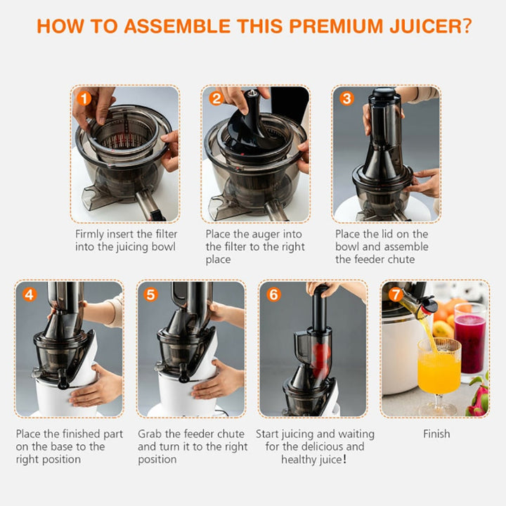 Hommoo Juicer Machines Slow Masticating Juicer Cold Press Extractor with 3" Chute Beer Tower Dispenser Drink Dispenser Image 9