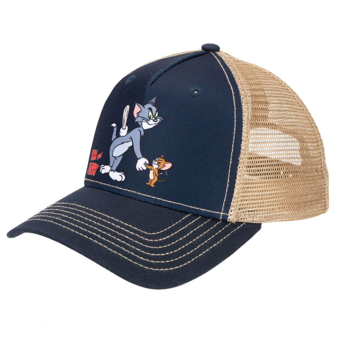 Tom and Jerry Shaking Hands Low Profile Snapback Hat Image 1