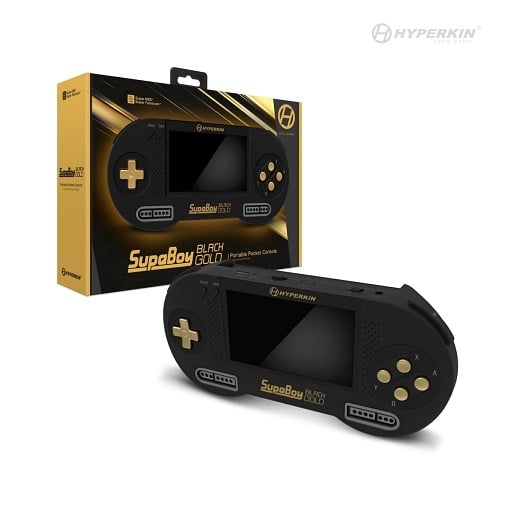 Hyperkin SupaBoy Portable Pocket Console Black and Gold Image 1