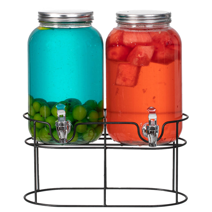 Basicwise 2-Pcs Glass Drink Dispenser Beverages Water Lemonade and Juice at Picnics Camping Trips Wedding and Parties Image 11