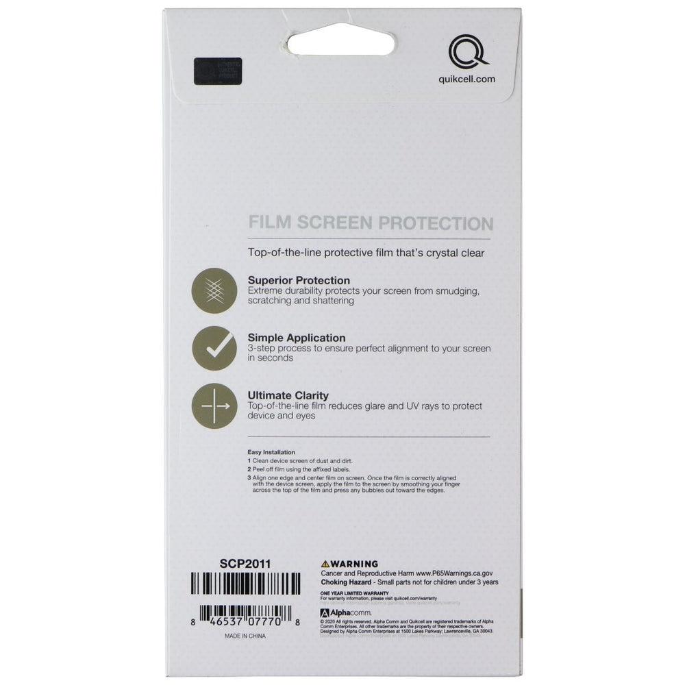 Quikcell Crystal Clear Film Screen Protection for Apple iPhone 12 Pro Max Image 2