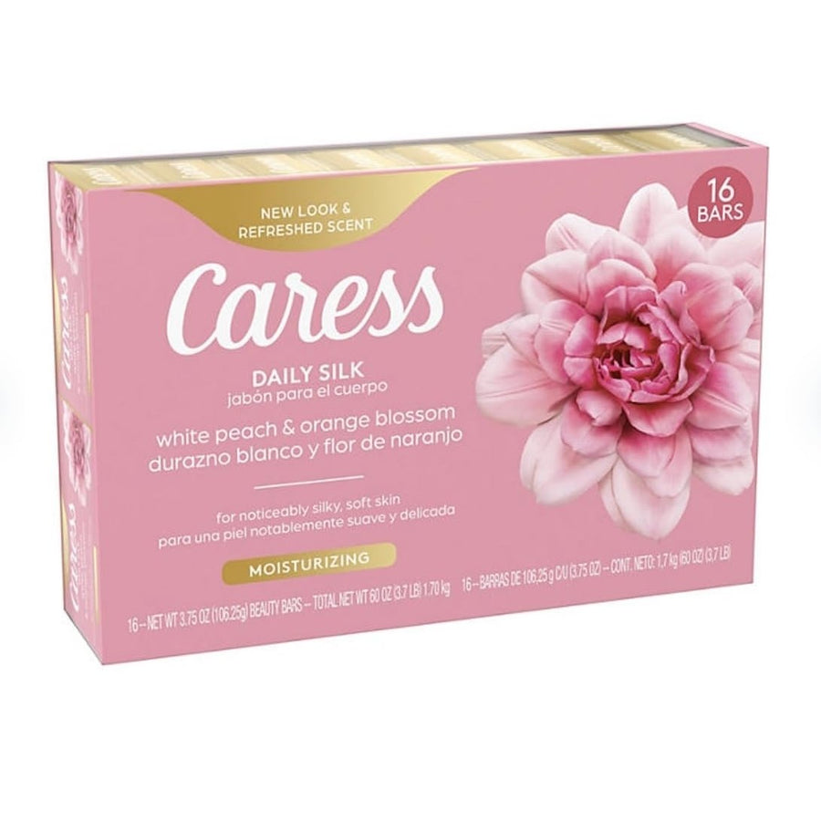 Caress Daily Silk Bar Soap White Peach and Orange Blossom 3.75 Ounce (16 Pack) Image 1