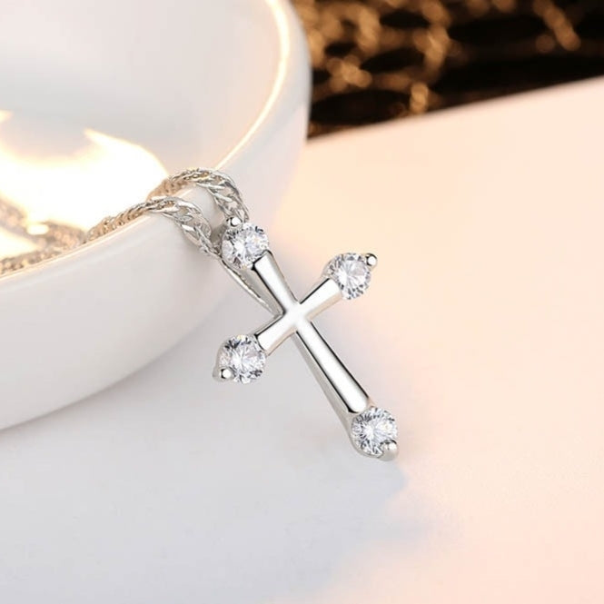 Crystal Cross Pendant Necklace Image 3