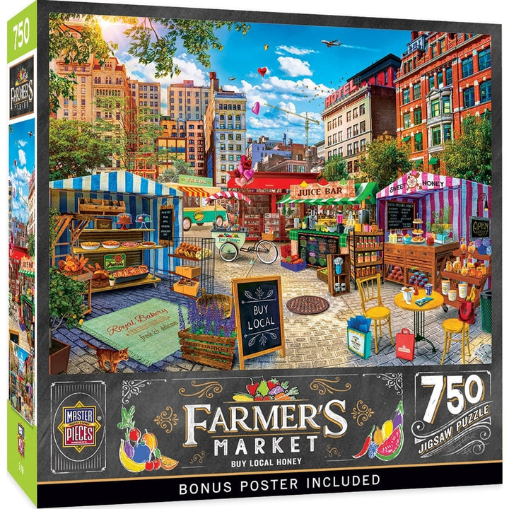 MasterPieces Farmers Market Local Honey 750 Piece Jigsaw Puzzle 18x24 Recycled Image 1