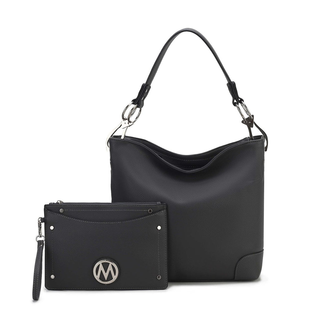 MKFCollection Viviana Hobo Bag and Wristlet Set - Vegan Leather Designer Handbag Image 2