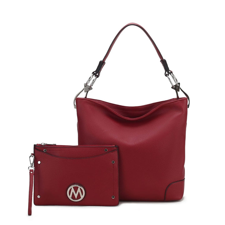 MKFCollection Viviana Hobo Bag and Wristlet Set - Vegan Leather Designer Handbag Image 3