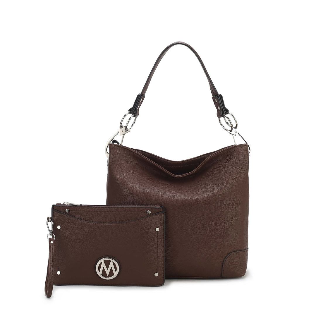 MKFCollection Viviana Hobo Bag and Wristlet Set - Vegan Leather Designer Handbag Image 4