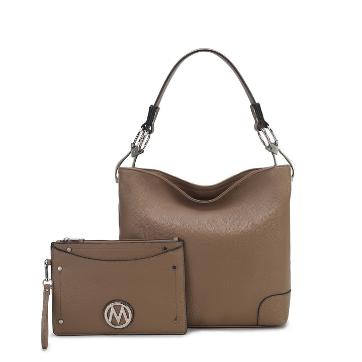 MKFCollection Viviana Hobo Bag and Wristlet Set - Vegan Leather Designer Handbag Image 1