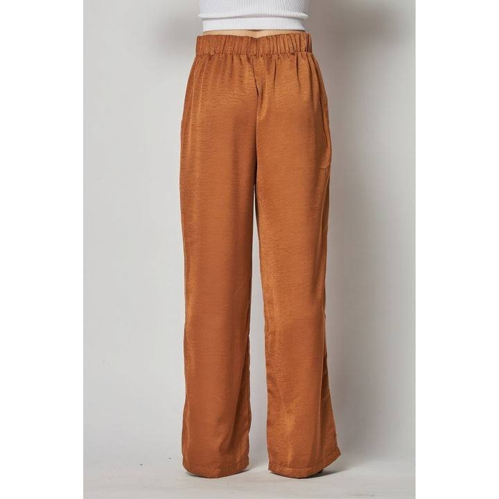 Satin Cargo Pocket Wide Leg Pants Image 4